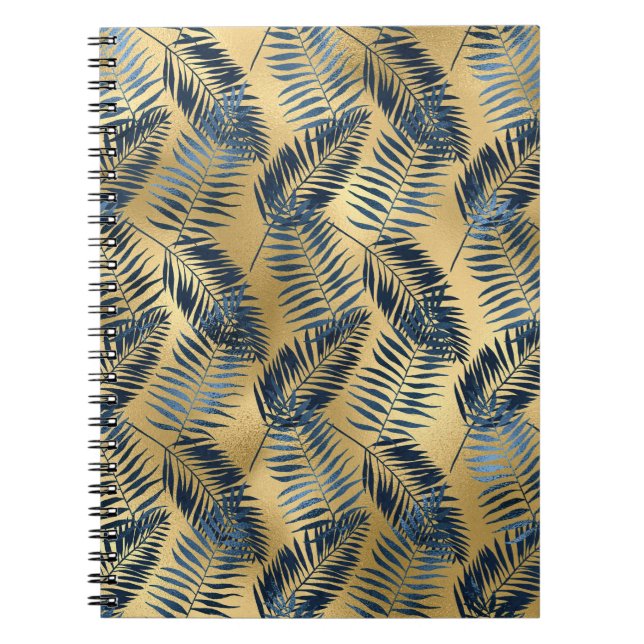 Caderno Espiral Gold Blue Palm Leaf Journal  (Frente)