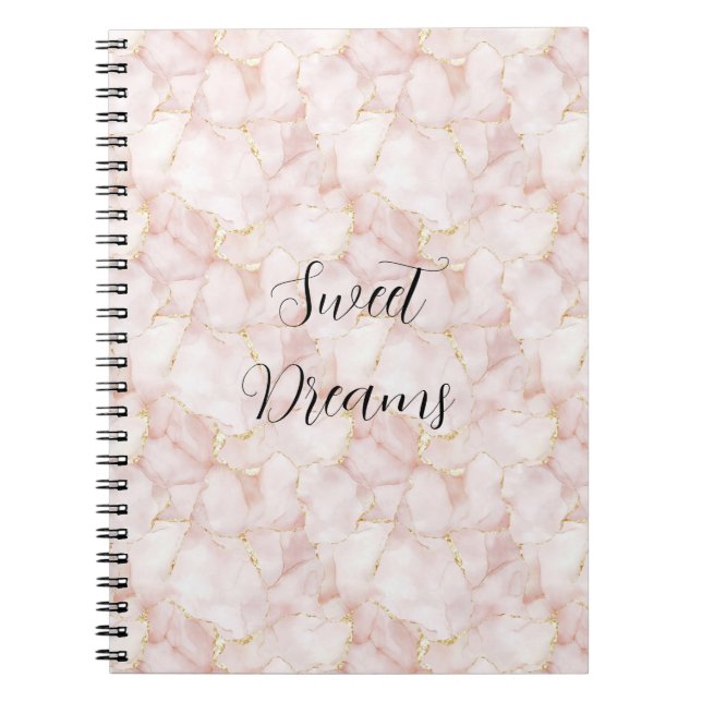 Caderno Espiral Gold Blush Pink Rose Petals Floral   (Frente)