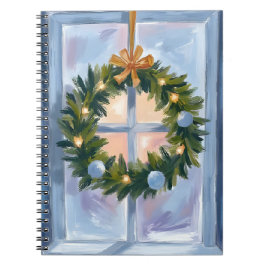 Caderno Espiral Gold Holiday Wreath Watercolor Holiday