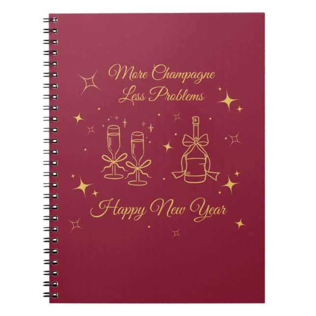 Caderno Espiral Gold Line Art New Year Design (Frente)