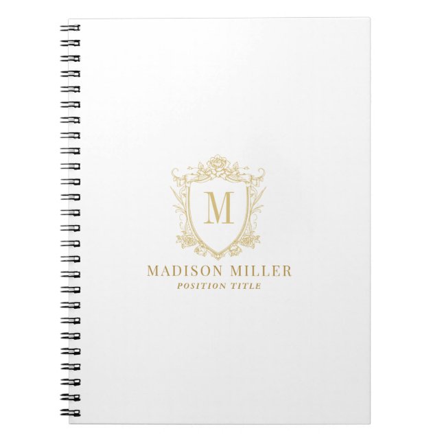 Caderno Espiral Gold Rose Crest Crown Scrolls Monogram (Frente)