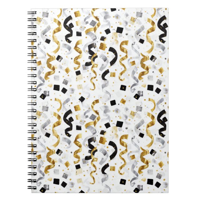 Caderno Espiral Gold Silver Black Confetti (Frente)