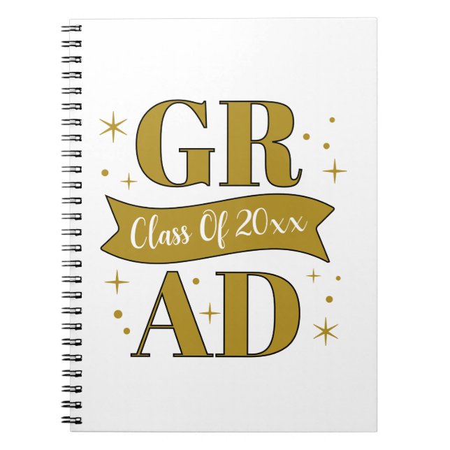 Caderno Espiral Gold & White Graduation Party (Frente)