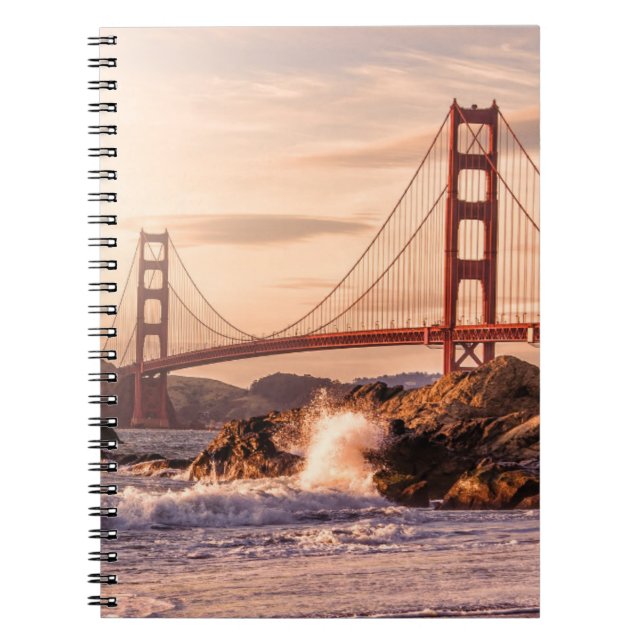 Caderno Espiral Golden gate bridge da praia do padeiro (Frente)