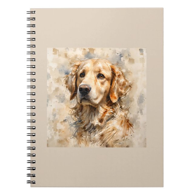 Caderno Espiral Golden Retriever Dog Art Design  (Frente)