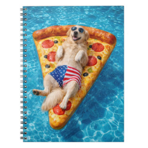 Caderno Espiral Golden Retriever em um Colchão de Ar de Fatia de P