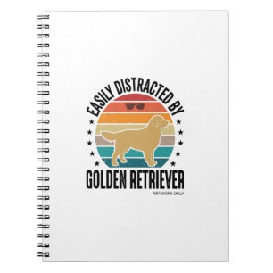Caderno Espiral Golden Retriever Facilmente Distraído Vintage Dese