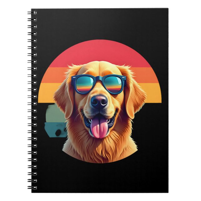Caderno Espiral Golden Retriever for Kids Boys Girls Sunglasses Pe (Frente)