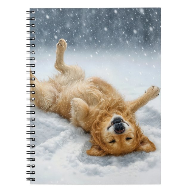 Caderno Espiral Golden Retriever Making a Snow Angel (Frente)