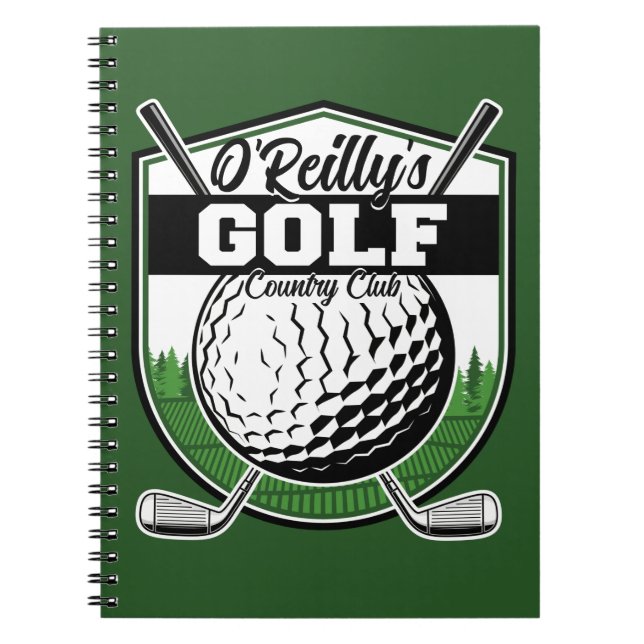 Caderno Espiral Golfe Jogador Pro Golfe Personalizado Country Club (Frente)