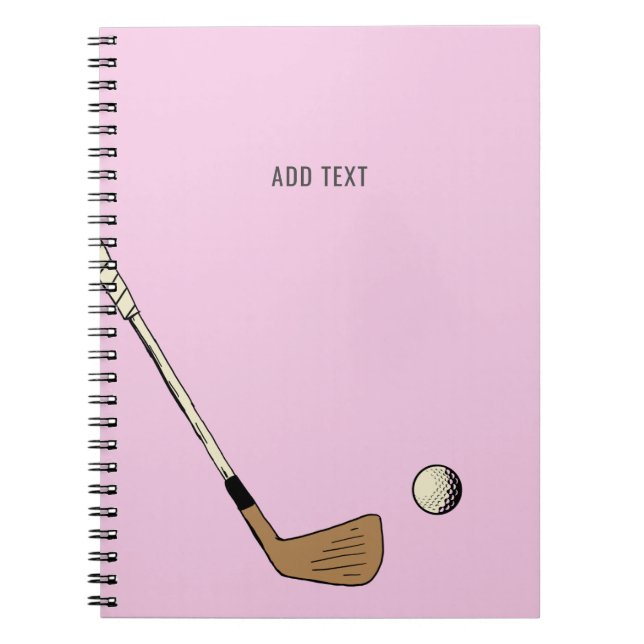 Caderno Espiral Golfe Moderno de Vintage Rosa Personalizado (Frente)
