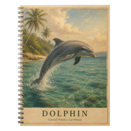 Caderno Espiral Golfinho Águas Caribenhas VINTAGE