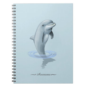 Caderno Espiral Golfinho Chic Moderno & Roteiro em Foto Azul Claro