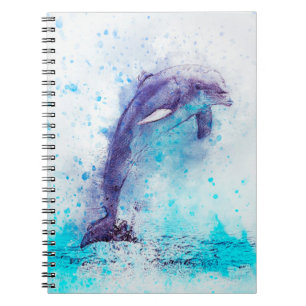 Caderno Espiral Golfinho de Aquarela