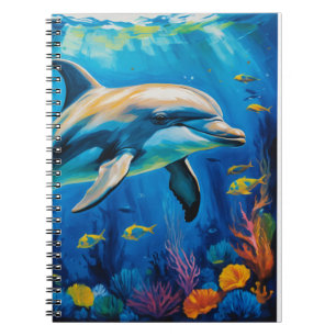 Caderno Espiral Golfinho de Pintura de Petróleo