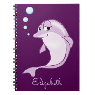Caderno Espiral Golfinho roxo bonito personalizado