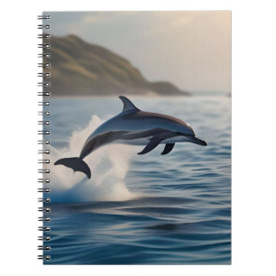 Caderno Espiral Golfinho Saltante: Uma dança de alegria no oceano