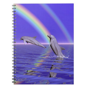 Caderno Espiral Golfinhos e arco-íris