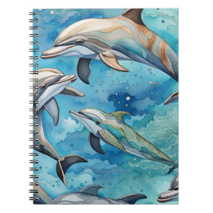 Caderno Espiral Golfinhos nadando no mar