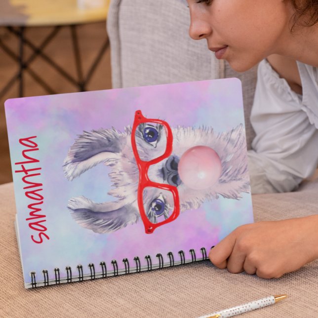 Caderno Espiral Goma-Bolha de Llama Watercolor Cute Personalizada (Criador carregado)