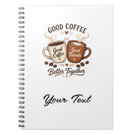 Caderno Espiral Good Coffee Good Friends mit zwei Kaffeetassen