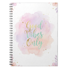 Caderno Espiral Good Vibes Only Aesthetic Pastel Notebook | 