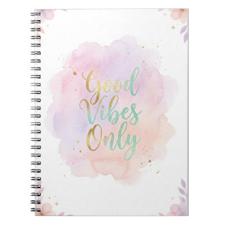Caderno Espiral Good Vibes Only Aesthetic Pastel Notebook | 