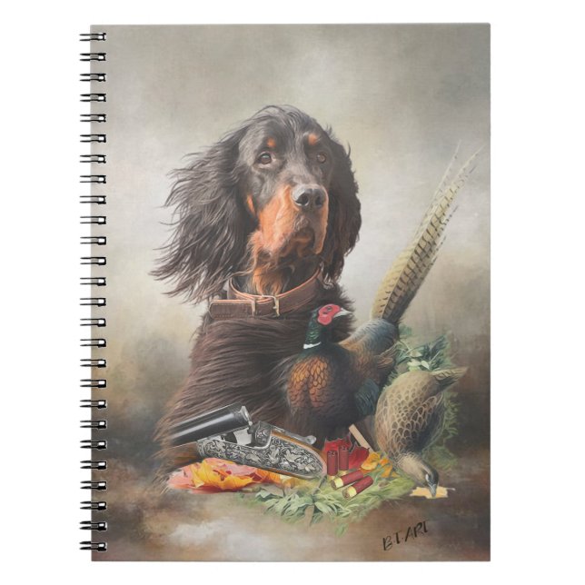 Caderno Espiral Gordon setter com faisões, Art (Frente)