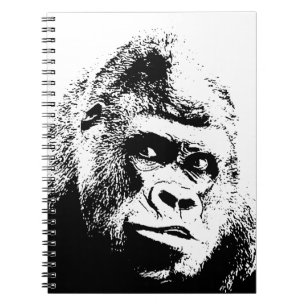 Caderno Espiral Gorila Pop Art Preto e Branco