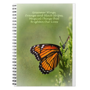 Caderno Espiral Gossamer Wings of Monarch Butterfly Poem Mim