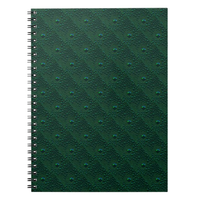 Caderno Espiral Gotas de Água em Metal Verde (Frente)
