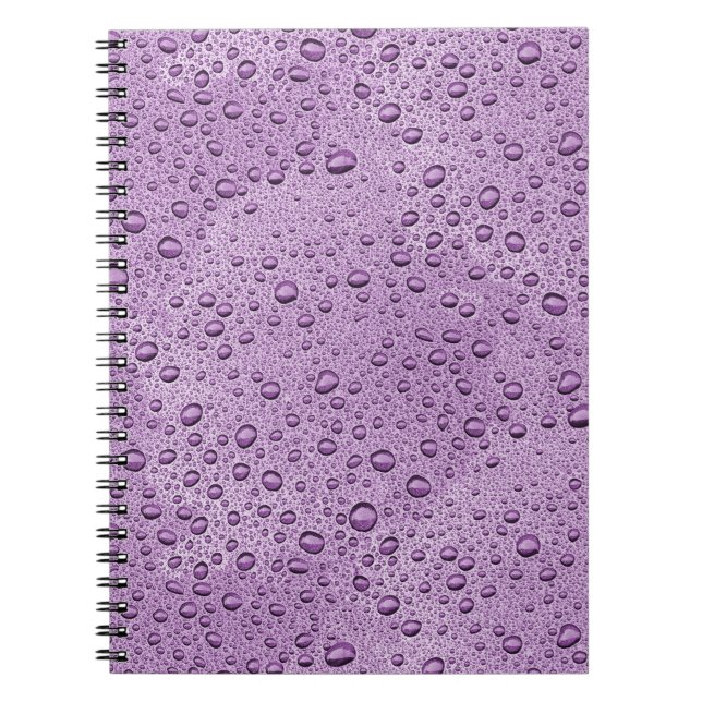 Caderno Espiral Gotas de água púrpura (Frente)