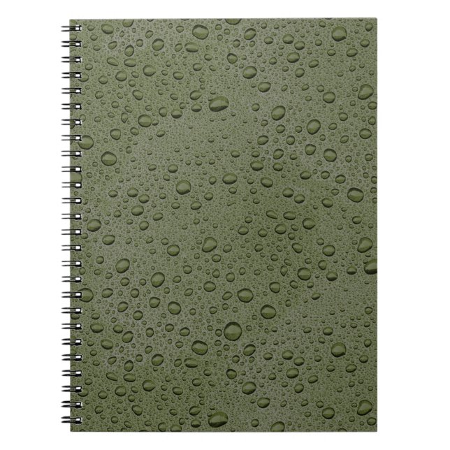 Caderno Espiral Gotas de água verde-oliva (Frente)