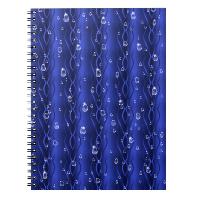 Caderno Espiral Gotas de chuva em metal azul (Frente)