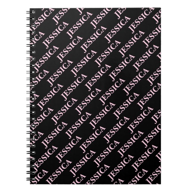 Caderno Espiral Goth Girly Pink & Black Name Feminine Office (Frente)