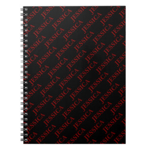 Caderno Espiral Goth Menina Vermelho & Preto Nome Feminino Escritó