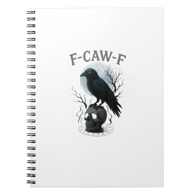 Caderno Espiral Gothic Crow F Caw F Raven Skull Halloween Graphic  (Frente)
