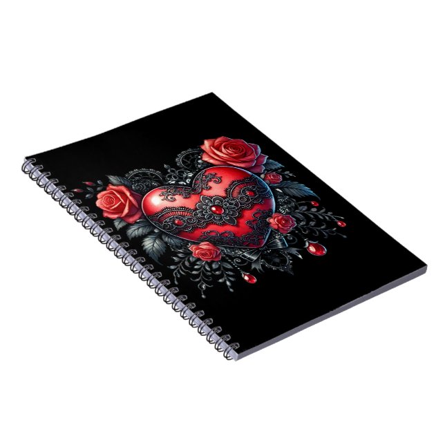 Caderno Espiral Gothic Heart Valentine Photo Notebook (Lado Direito)