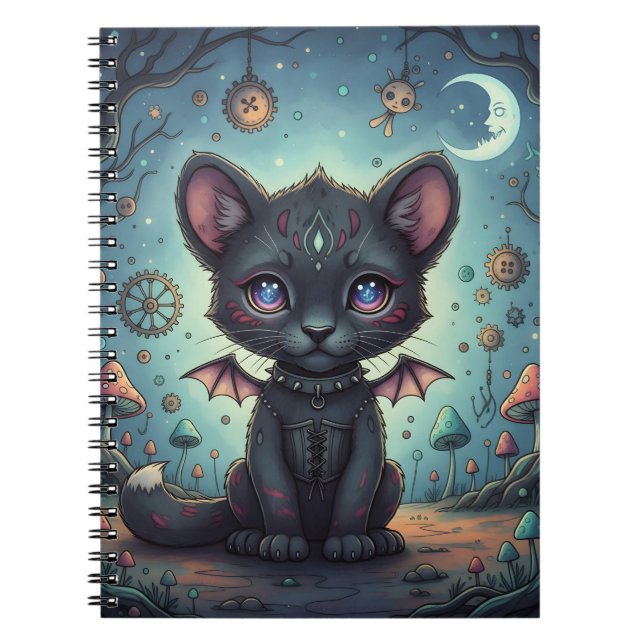 Caderno Espiral Gótica Fantasy Baby KitBat (Frente)