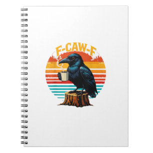 Caderno Espiral Gótico Corvo Divertido Halloween F Caw F Café