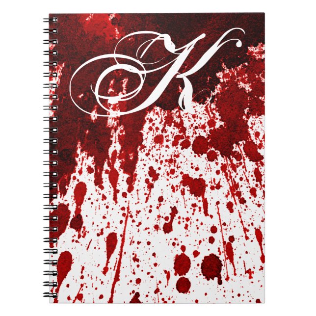 Caderno Espiral Gótico de Vampiro de Splatter Sanguíneo do Livro d (Frente)