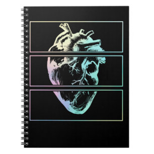 Caderno Espiral Gótico Emo Pastel da Witchy Heart Human Anatomy