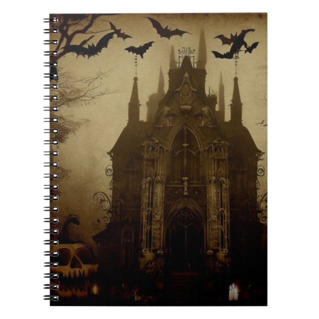 Caderno Espiral Gótico/Halloween/outono/abóbora (Frente)