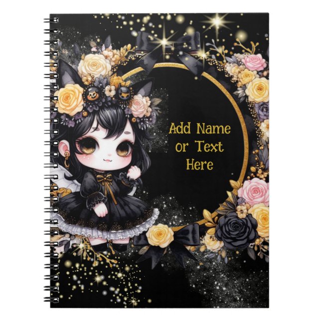 Caderno Espiral Gótico Kawaii Meninas Cute Personalizadas Gótica C (Frente)
