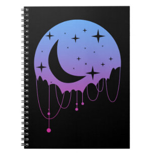 Caderno Espiral Gótico Pastel Moon Kawaii Estrelas Estéticas Cresc