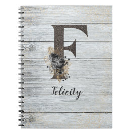Caderno Espiral Gótico preto Elegante monograma Rosa
