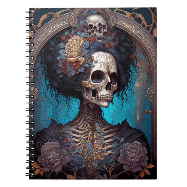 Caderno Espiral Gótico Skeleton Skull Woman Gothic (Frente)