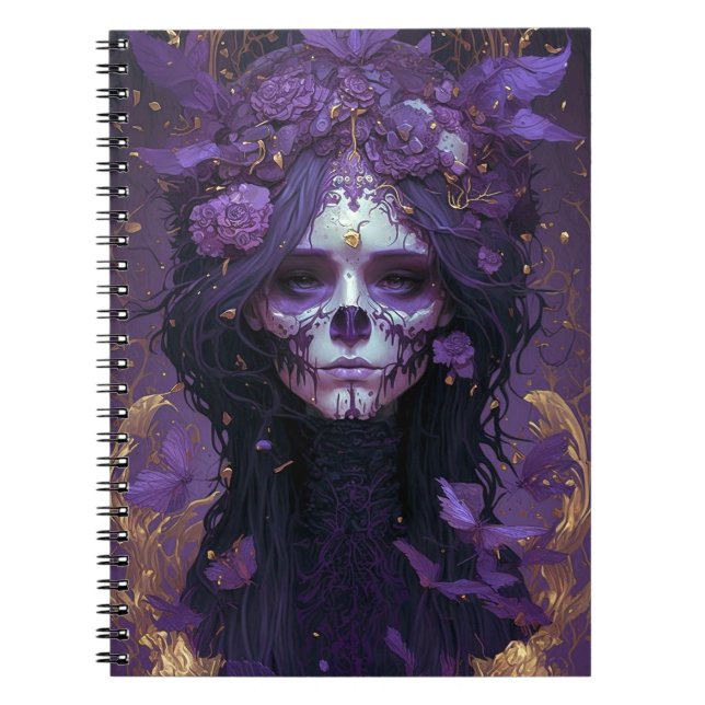 Caderno Espiral Gótico Skull Woman Dark Fantasy Art (Frente)