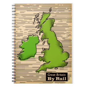 Caderno Espiral Grâ Bretanha pelo poster de viagens do trilho