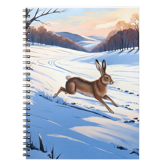 Caderno Espiral Graceful Bounds of Hare : Cheio da alegria do inve (Frente)